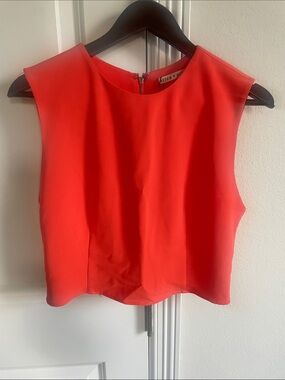 Alice + Olivia Vibrant Orange Crewneck Sleeveless Crop Top